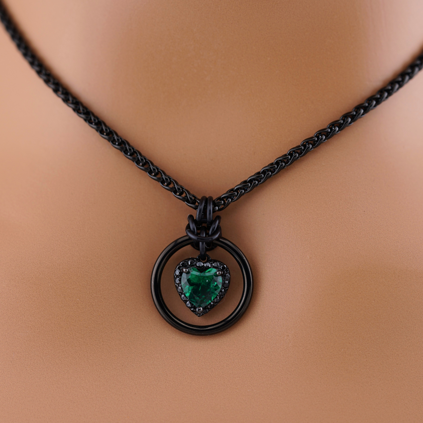 Emerald Heart & Black Stones