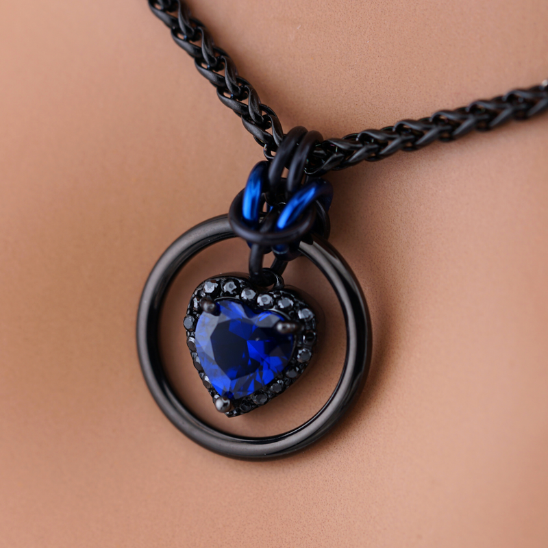 Sapphire Heart & Black Stones