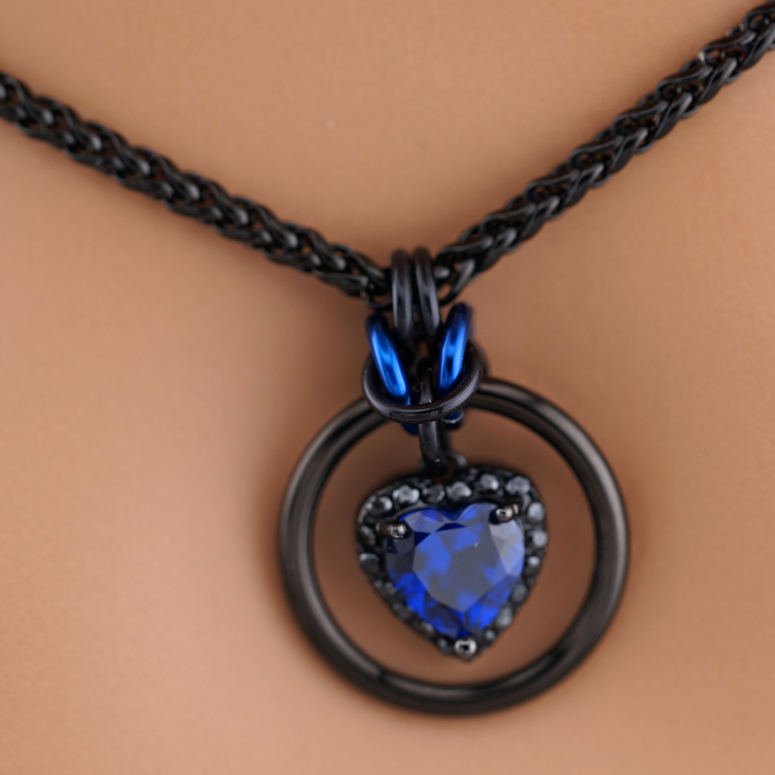 Sapphire Heart & Black Stones