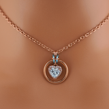 Aquamarine Heart w/ CZ Diamonds