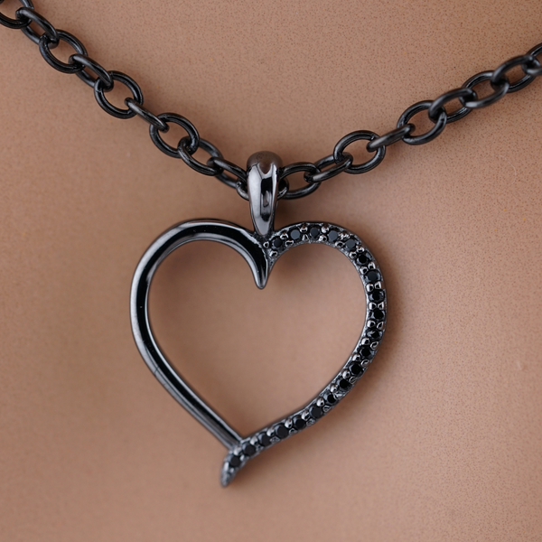 Heart CZ Black Stones