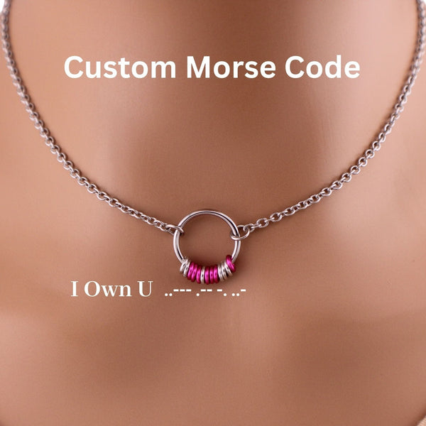 Morse Code BDSM O Ring Custom Collar