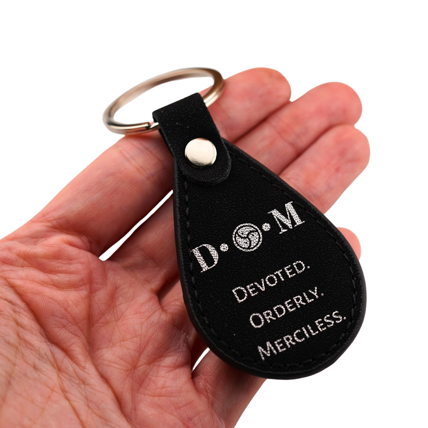 D•O•M Leather Keychain – Devoted.  Orderly.  Merciless.
