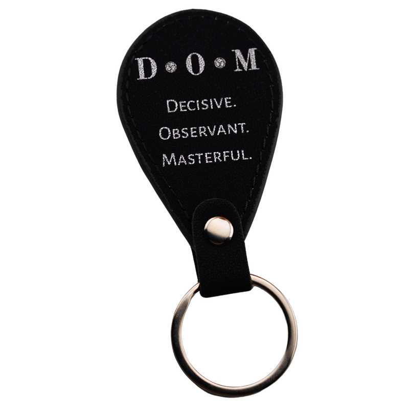 D•O•M Leather Keychain – Decisive. Observant. Masterful.