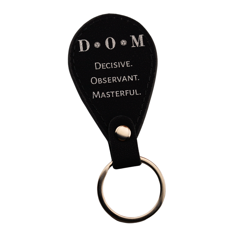 D•O•M Leather Keychain – Decisive. Observant. Masterful.