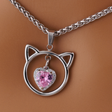 Pink Heart Kitten Wheat Chain