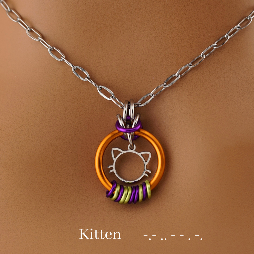 Orange O Ring Kitten Morse Code Day Collar