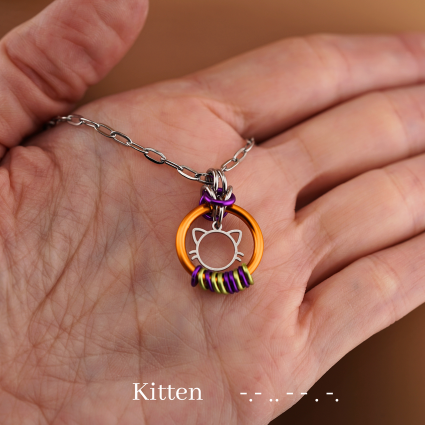 Orange O Ring Kitten Morse Code Day Collar