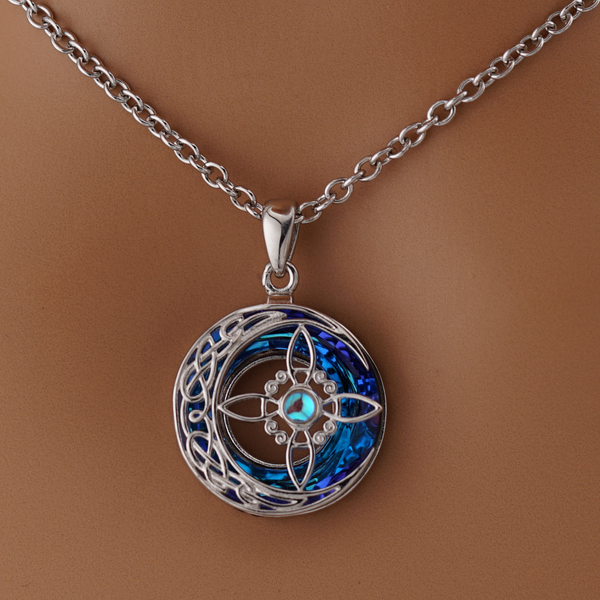 Sterling Silver Blue Crystal O - Moon star