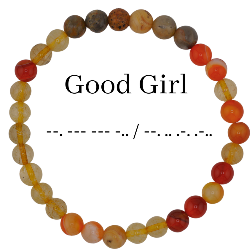 Submissive Morse Code Bracelet – Hidden Message Jewelry, Discreet BDSM Bracelet, Feminine Gemstone Stretch Bracelet