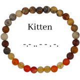 Submissive Morse Code Bracelet – Hidden Message Jewelry, Discreet BDSM Bracelet, Feminine Gemstone Stretch Bracelet