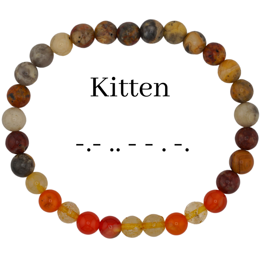 Submissive Morse Code Bracelet – Hidden Message Jewelry, Discreet BDSM Bracelet, Feminine Gemstone Stretch Bracelet