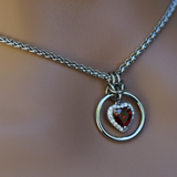 Ruby Heart w/ CZ Diamonds on Wheat Chain