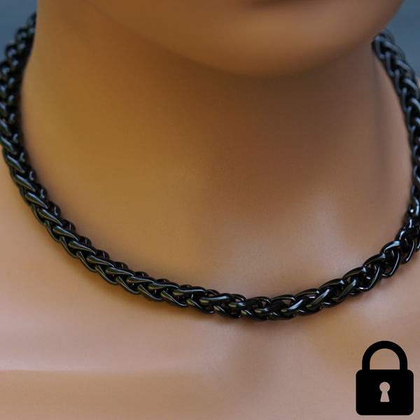 Locking Black Wheat Chain Choker