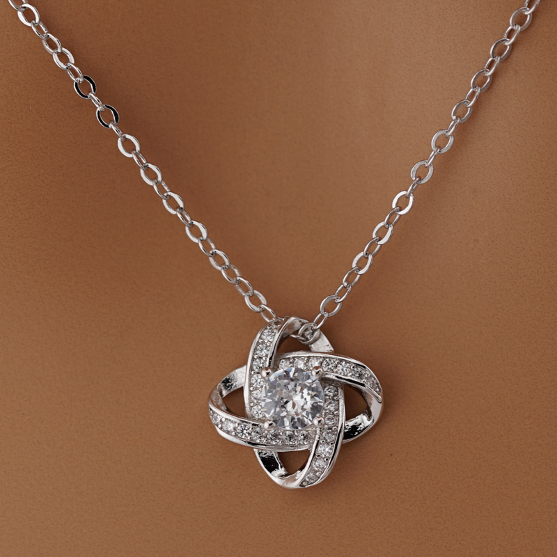 Infinity Knot Necklace with CZ Diamond