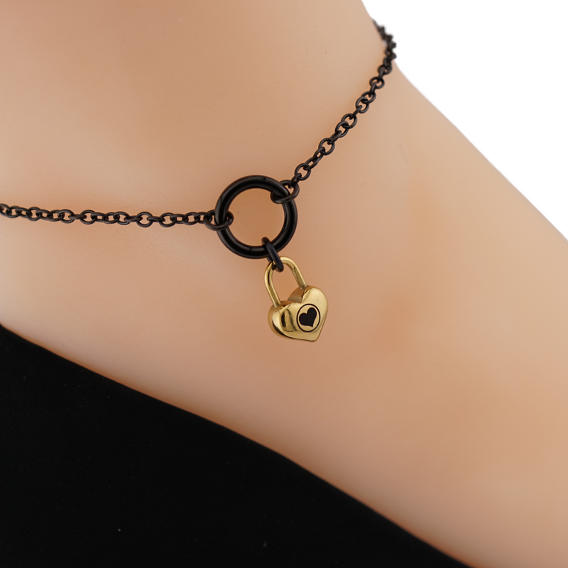 Black O Anklet w/ Gold Heart Owned Symbol