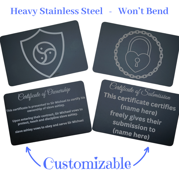 BDSM Couples Owner Cards - Personalized Engraved Owned Wallet Card
