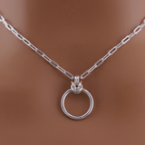 Submissive O-Ring Day Collar – Sterling Silver with Chainmaille Accent