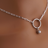 Submissive O-Ring Day Collar – Sterling Silver with Bell
