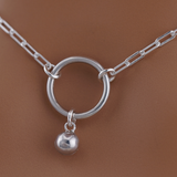 Submissive O-Ring Day Collar – Sterling Silver with Bell