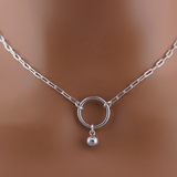 Submissive O-Ring Day Collar – Sterling Silver with Bell