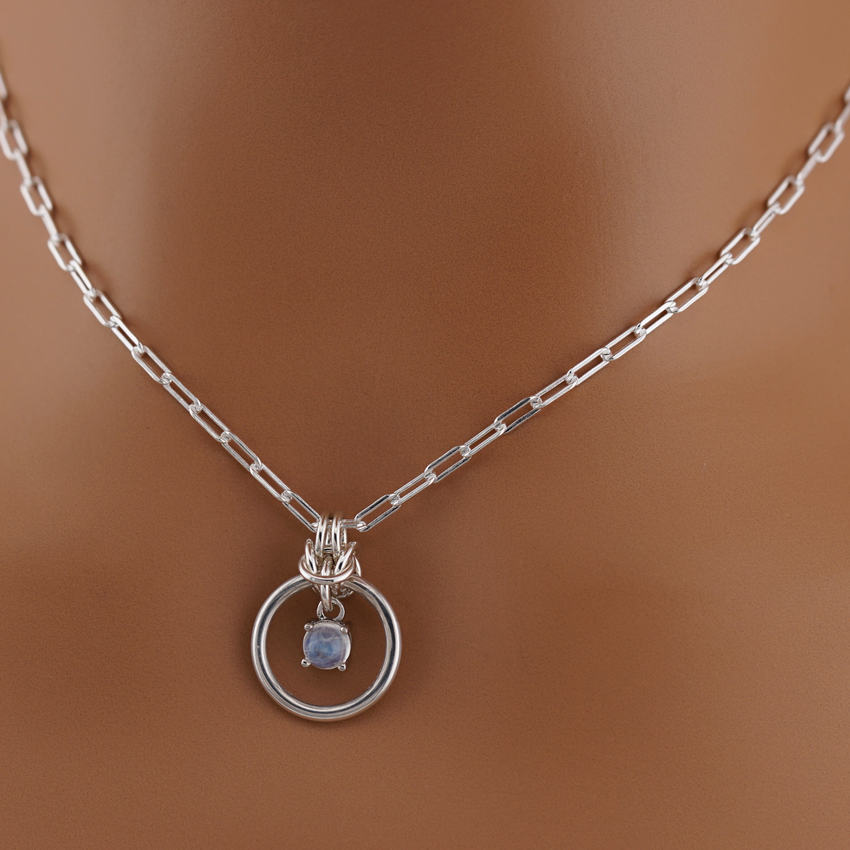 Sterling Silver Submissive Day Collar – Moonstone O-Ring Necklace