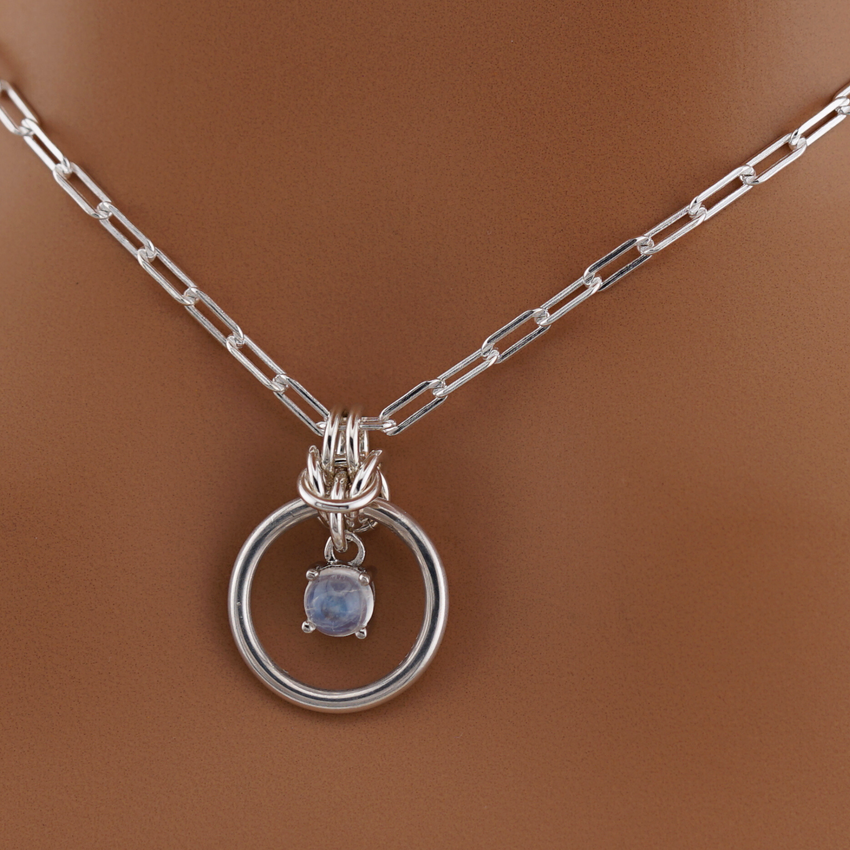 Sterling Silver Submissive Day Collar – Moonstone O-Ring Necklace