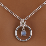 Sterling Silver Submissive Day Collar – Moonstone O-Ring Necklace