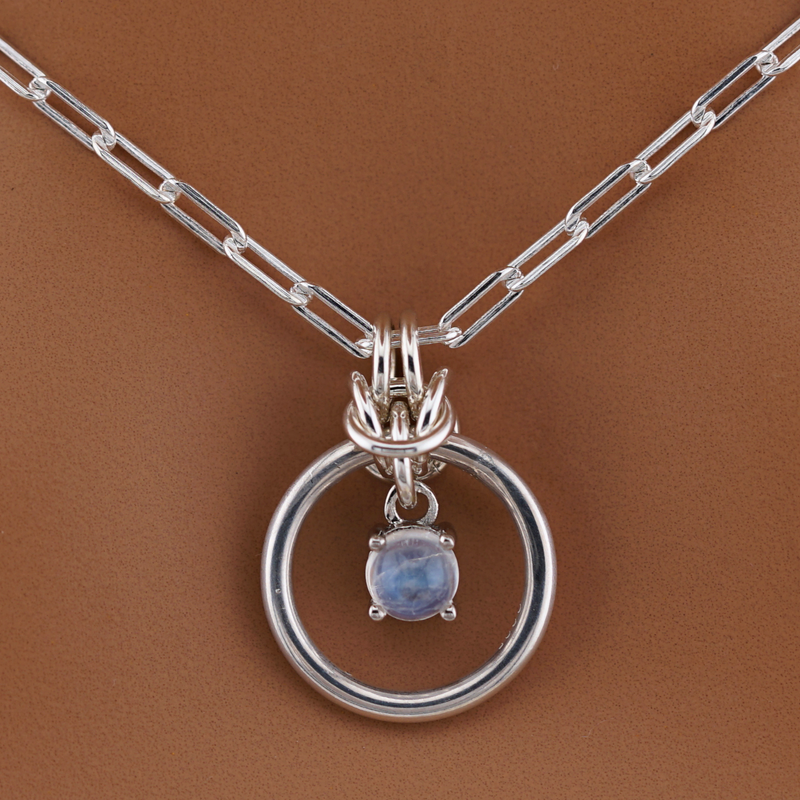 Sterling Silver Submissive Day Collar – Moonstone O-Ring Necklace