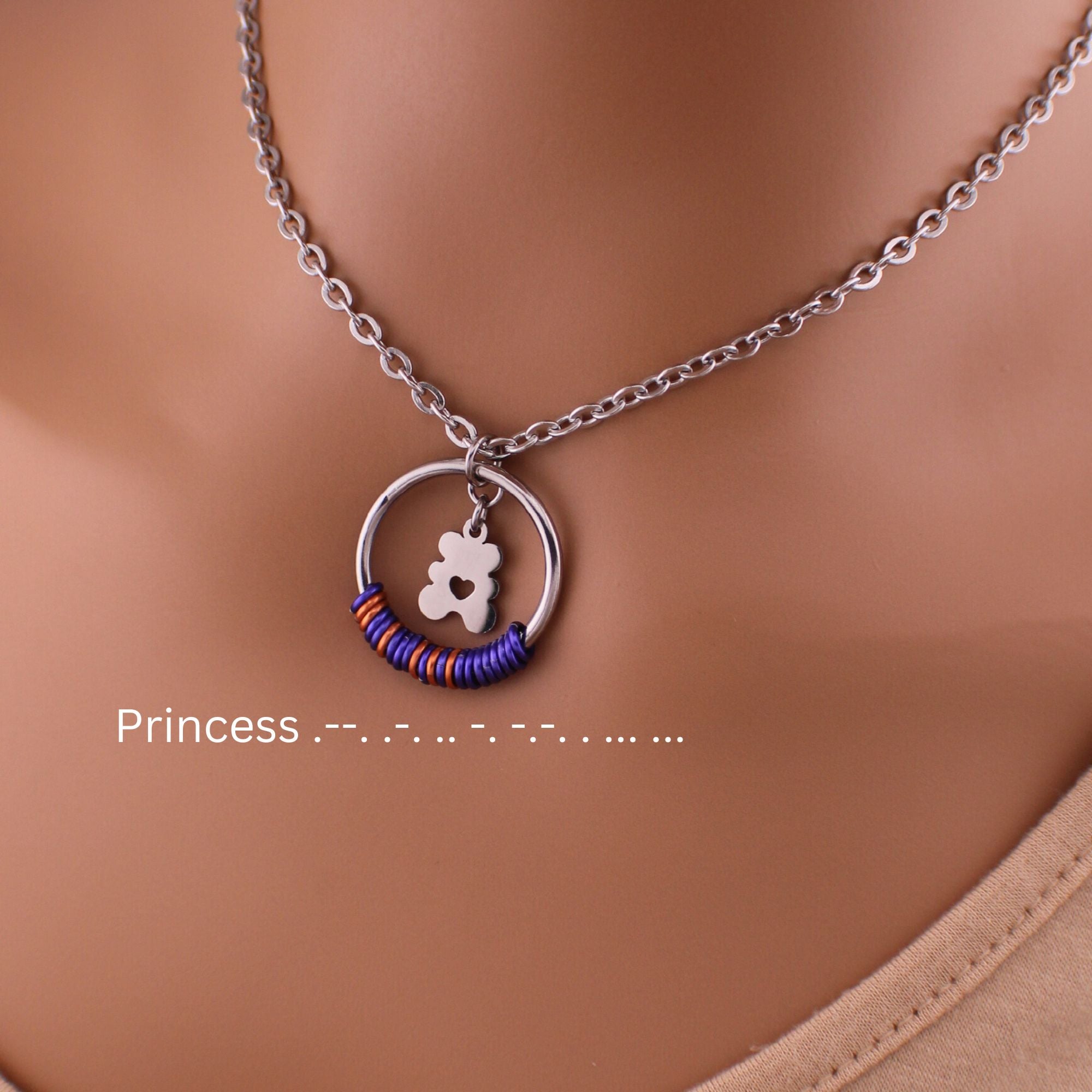 BDSM Morse Code Necklace Baby Girl Hidden Message – Captive Collars