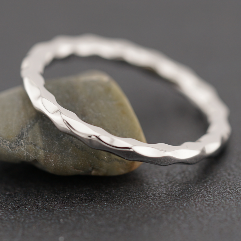 Sterling Silver Thin Hammered Band Ring