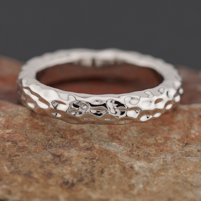 Sterling Silver 4mm Hammered Ring