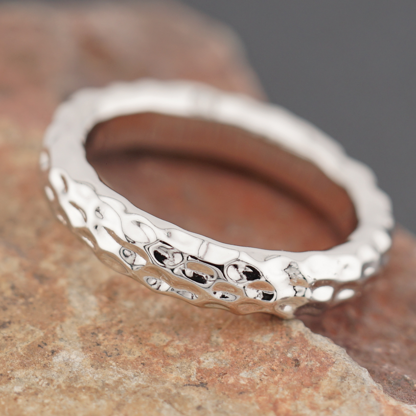 Sterling Silver 4mm Hammered Ring