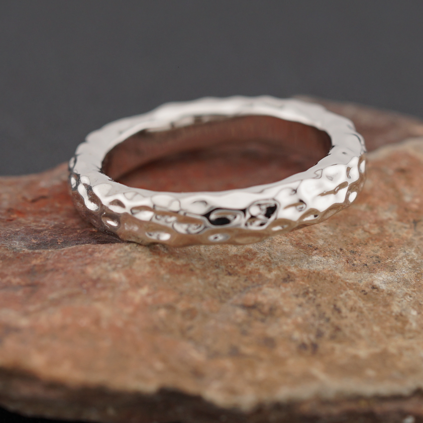 Sterling Silver 4mm Hammered Ring