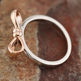 Sterling Silver Two-Tone Rose Gold Plated Bow Ring