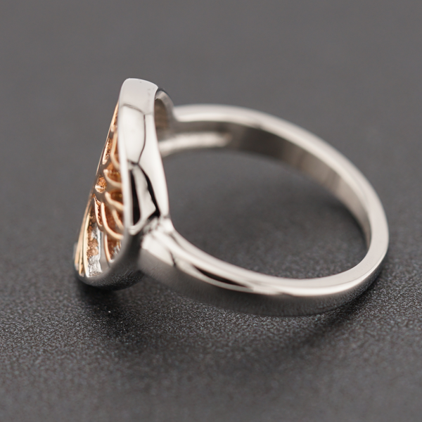 Stainless Steel Tree of Life Ring with Rose Gold