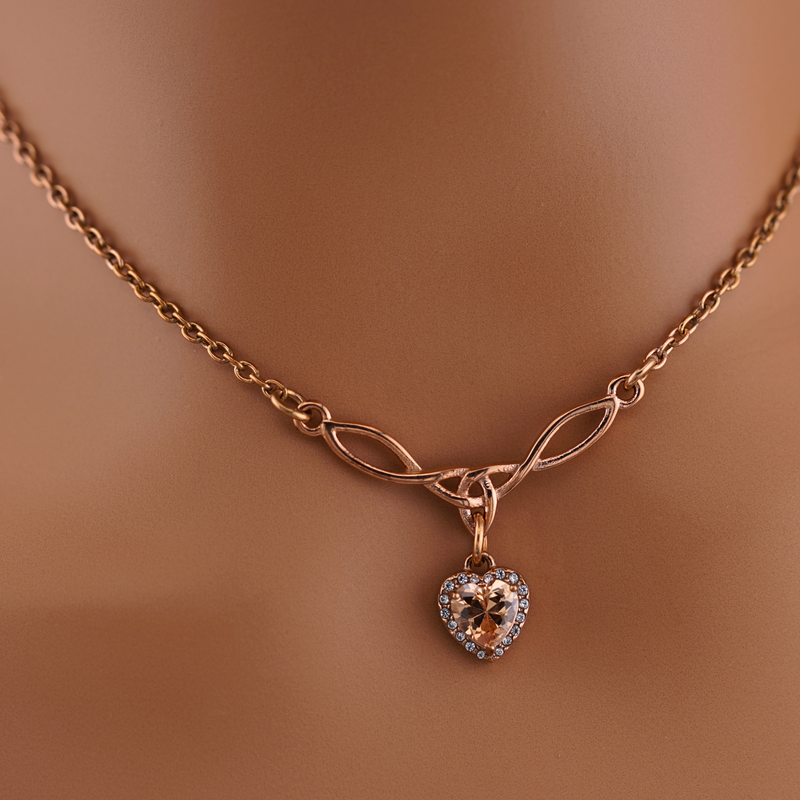 Claimed in Devotion – Citrine Heart Celtic Day Collar | Discreet Submissive Necklace