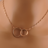 BDSM Day Collar Necklace, Dom Sub Intertwined O Ring, Rose Gold Discreet Collar