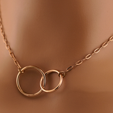 BDSM Day Collar Necklace, Dom Sub Intertwined O Ring, Rose Gold Discreet Collar
