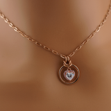 Sterling Silver Rose Gold CZ Heart Paperclip Chain