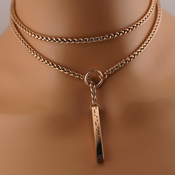 Rose Gold Slip Chain BDSM O-Ring – Custom Hidden Morse Code