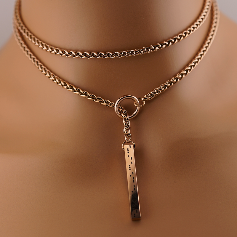 Rose Gold Slip Chain BDSM O-Ring – Custom Hidden Morse Code