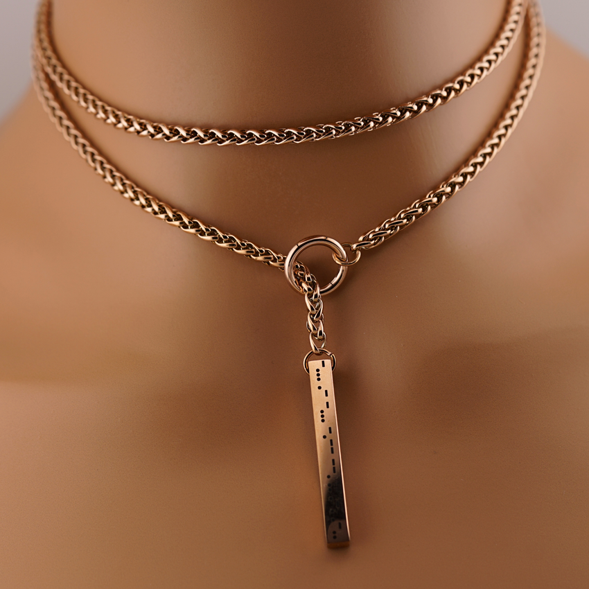 Rose Gold Slip Chain BDSM O-Ring – Custom Hidden Morse Code