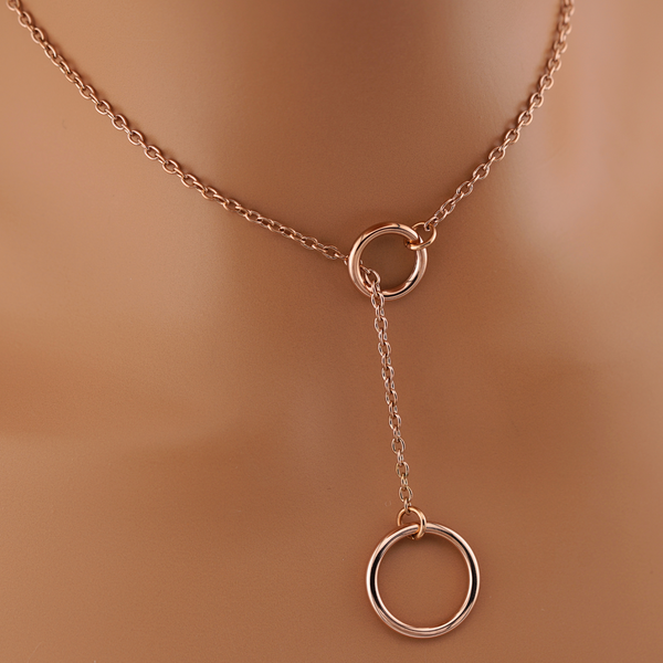 Rose Gold Lariat Collar - BDSM O Ring