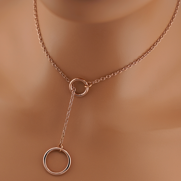 Rose Gold Lariat Collar - BDSM O Ring