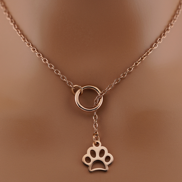 Rose Gold Lariat Collar - Pet Play