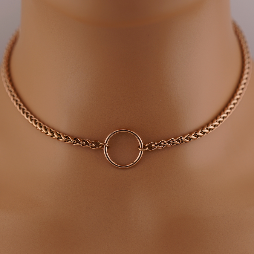 Rose Gold O Ring Wheat Chain