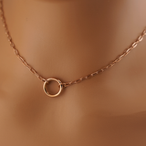 Rose Gold Paperclip Chain Submissive Day Collar – Discreet O-Ring Collar