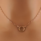 Rose Gold Paperclip Chain Submissive Day Collar – Discreet O-Ring Collar