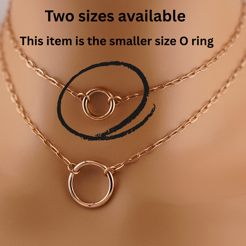 Rose Gold Paperclip Chain Submissive Day Collar – Discreet O-Ring Collar